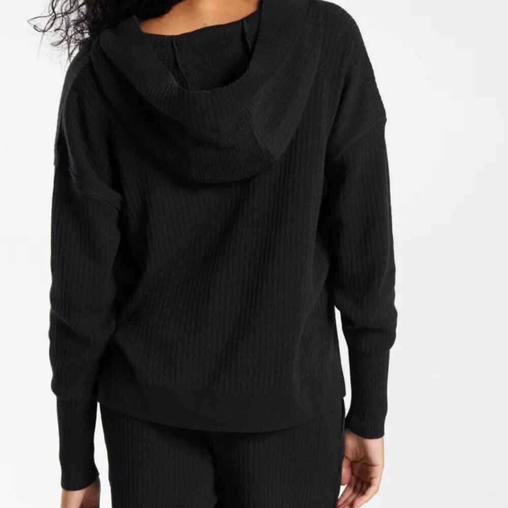 Gymshark Pause Knitwear Sweater Hoodie Womens XL Oversized Ribbed Black - Picture 3 of 12